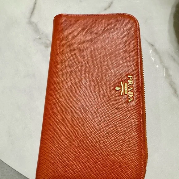 Prada Vibrant Orange Zip Wallet - Picture 8 of 10